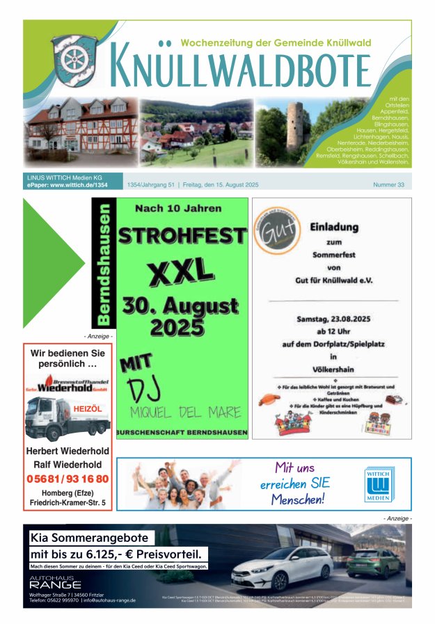 Knüllwaldbote Titelblatt 33/2025