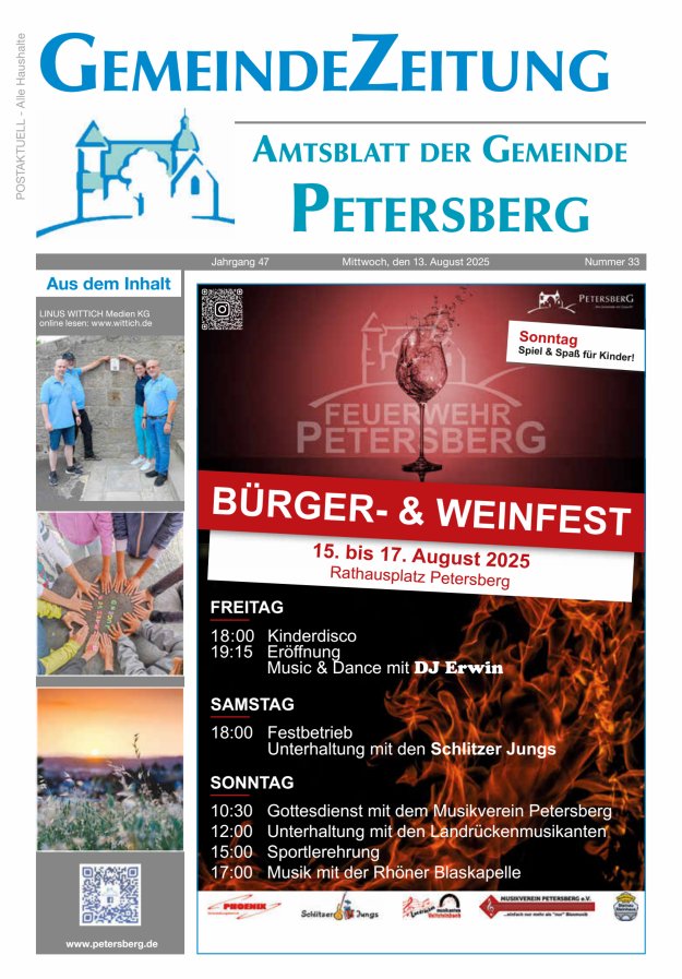 Amtsblatt Blickpunkt Petersberg Titelblatt 33/2025