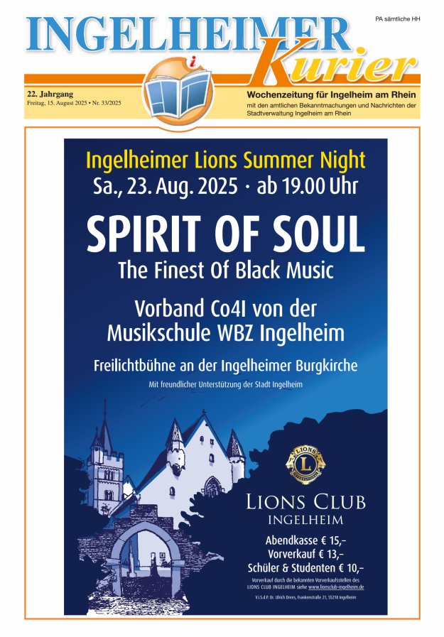Ingelheimer Kurier Titelblatt 33/2025