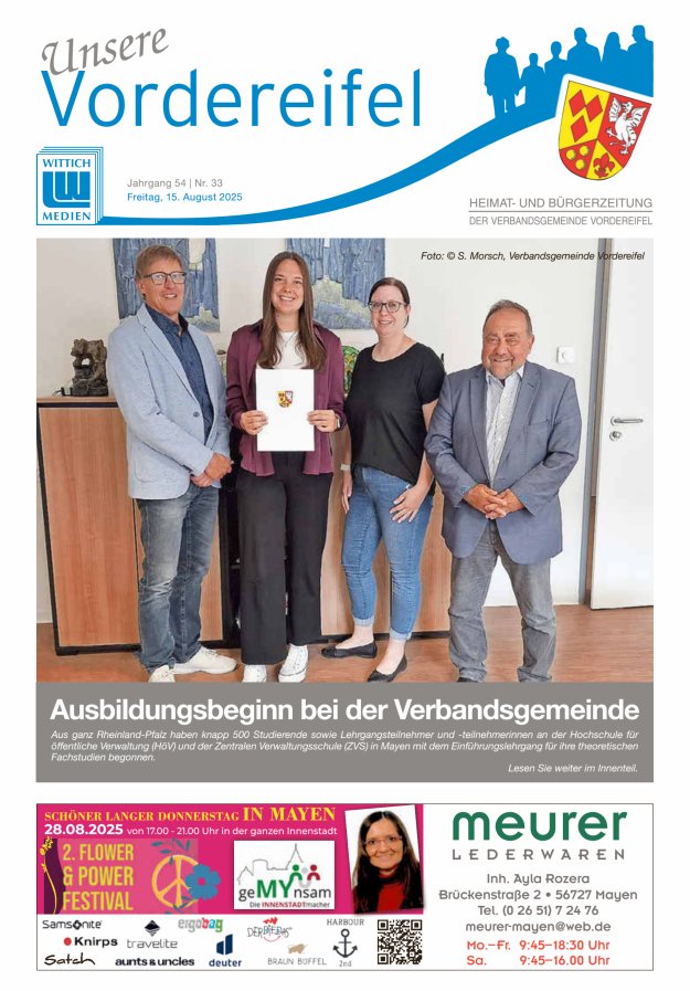 Mitteilungsblatt Vordereifel - Heimat- u Bürgerzeitung der VG Vordereifel Titelblatt 33/2025