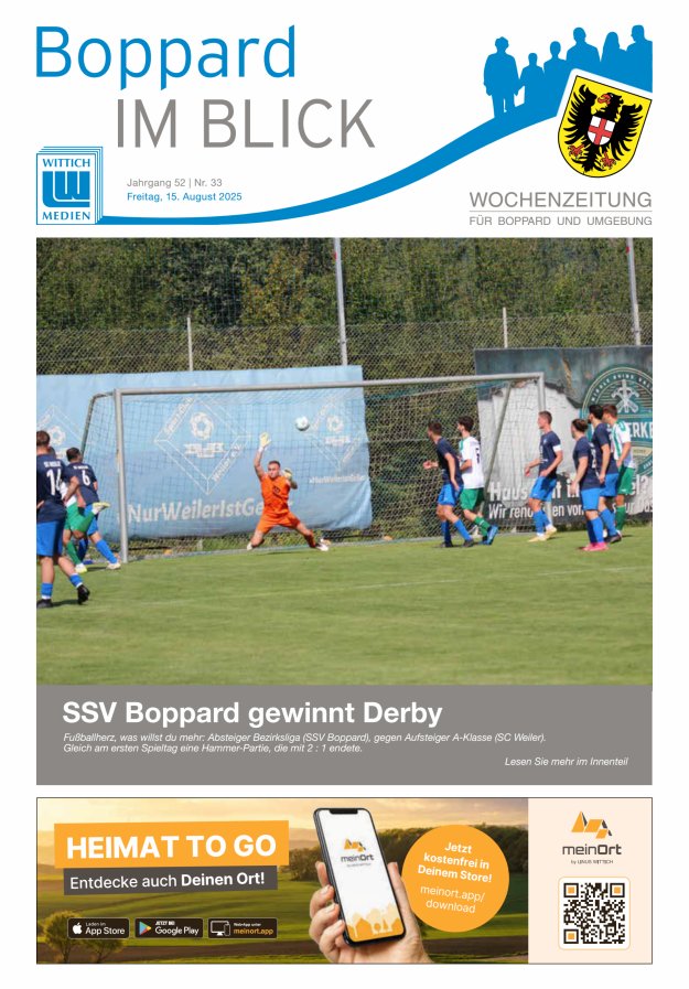 Boppard im Blick - Heimatzeitung für die Stadt Boppard Titelblatt 33/2025