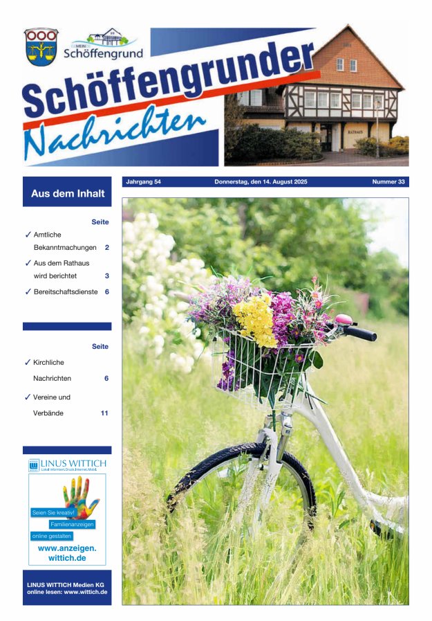 Schöffengrunder Nachrichten Titelblatt 33/2025
