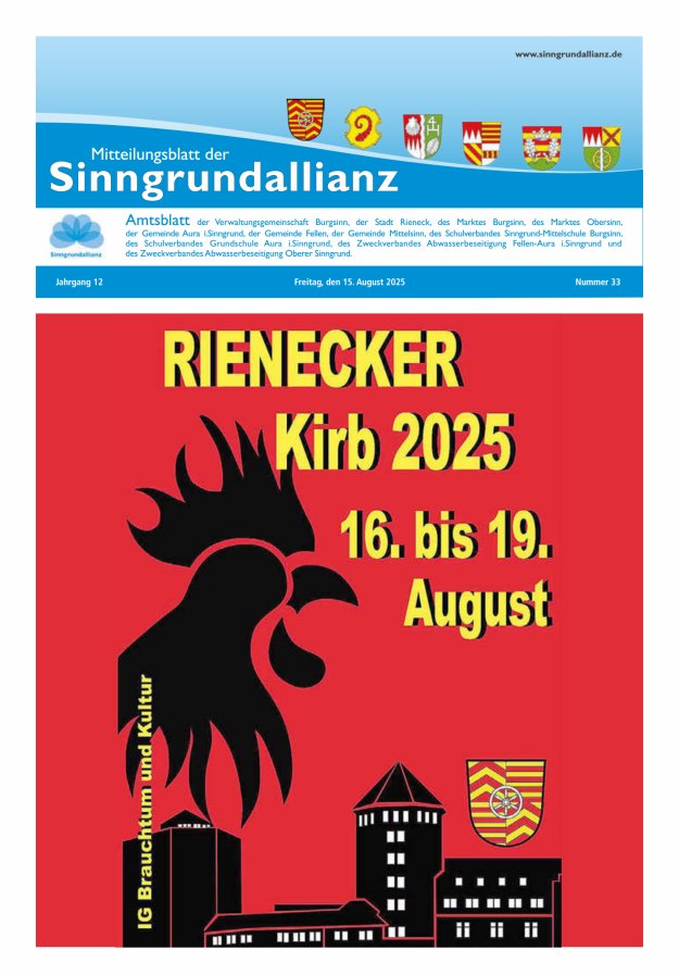 Mitteilungsblatt der Sinngrundallianz Titelblatt 33/2025