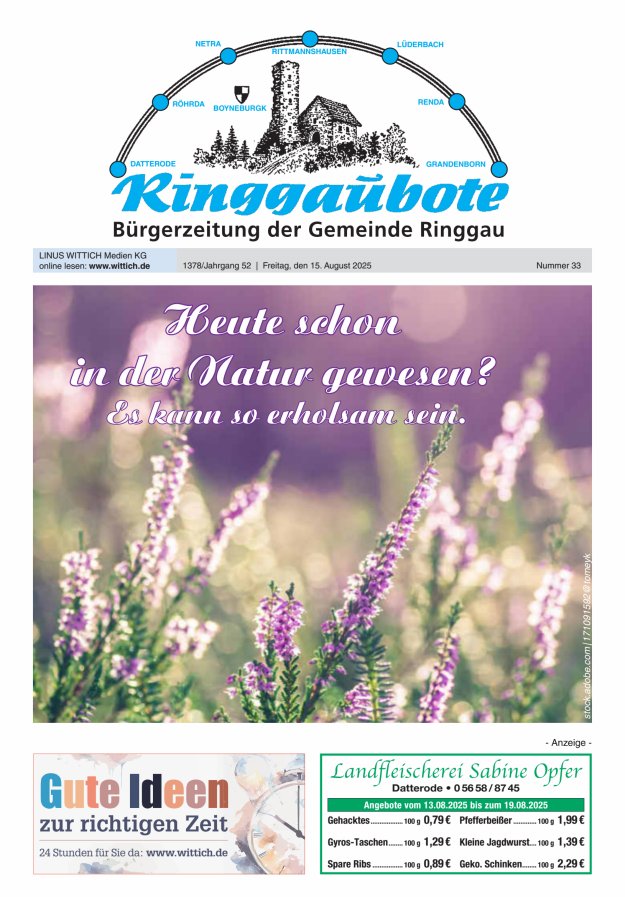 Ringgaubote Titelblatt 33/2025