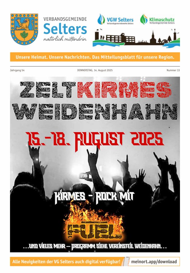 Unsere Verbandsgemeinde Selters Ww Titelblatt 33/2025