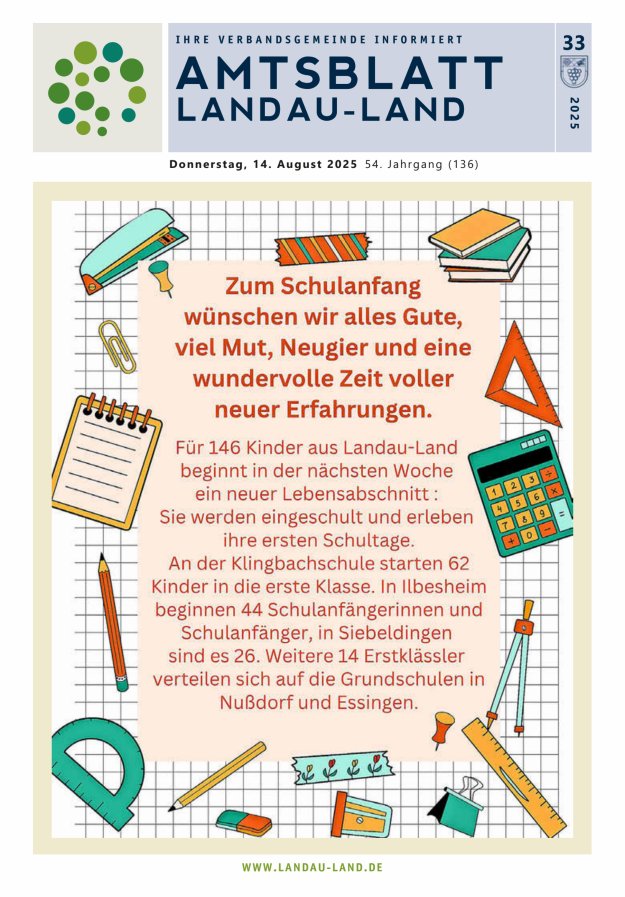 Amtsblatt VG Landau-Land Titelblatt 33/2025