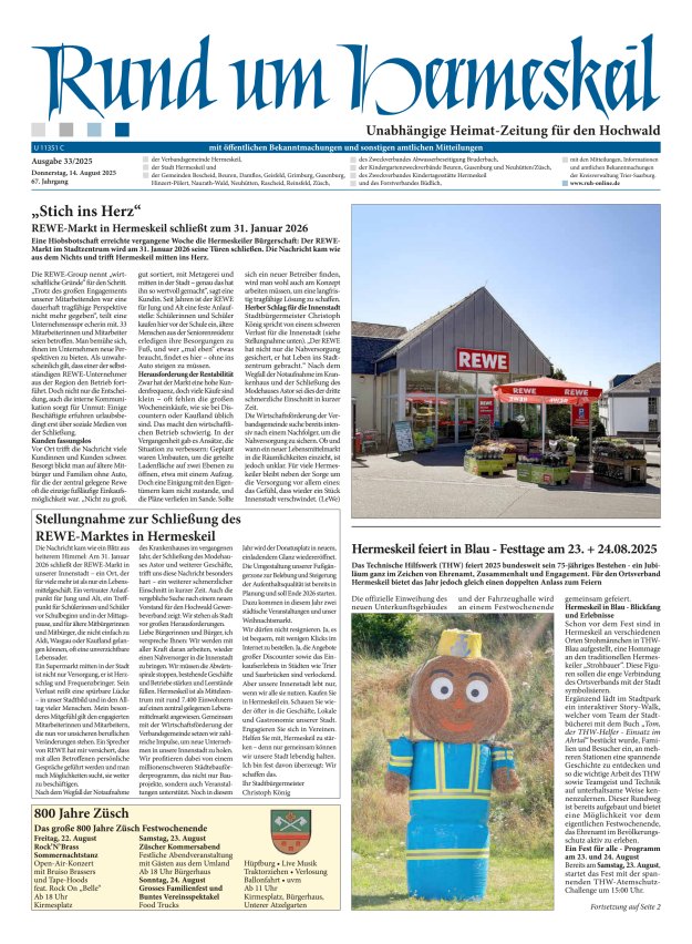 Rund um Hermeskeil Titelblatt 33/2025