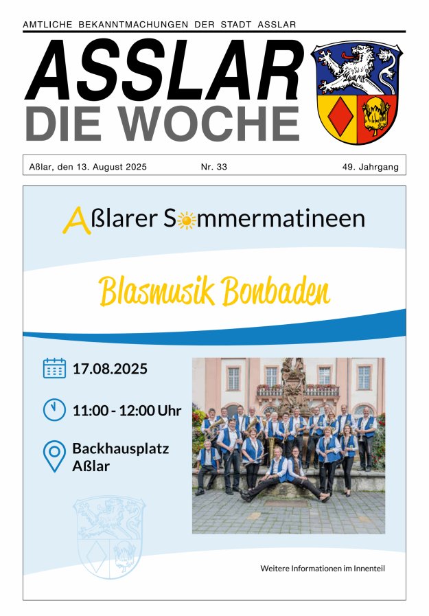 Asslar - Die Woche Titelblatt 33/2025