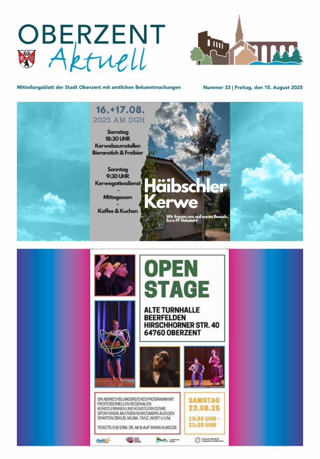 Oberzent aktuell Titelblatt 33/2025