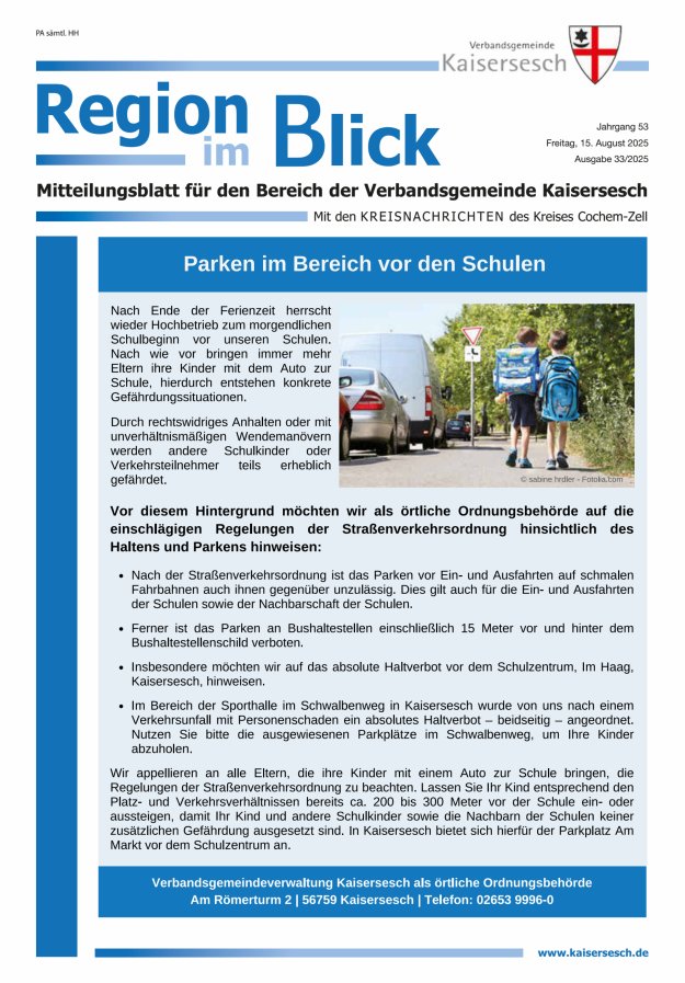 Region im Blick VG Kaisersesch Titelblatt 33/2025