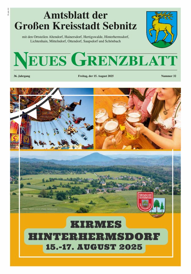 Amtsblatt der Großen Kreisstadt Sebnitz mit den Ortsteilen Titelblatt 32/2025