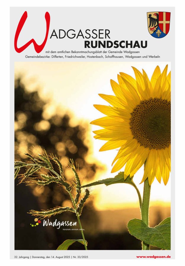 Wadgasser Rundschau Titelblatt 33/2025