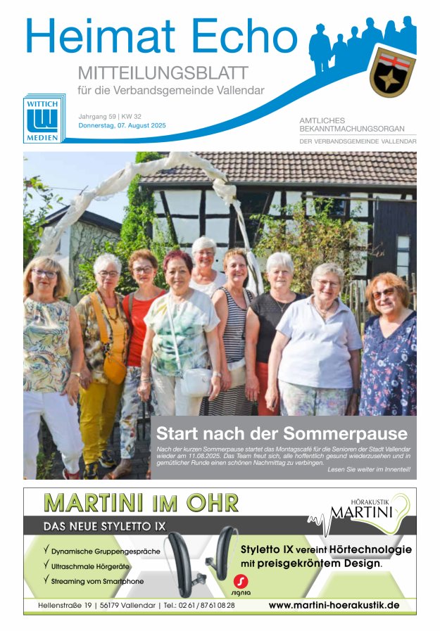 Heimat-Echo - Heimat- und Bürgerzeitung Verbandsgemeinde Vallendar Titelblatt 32/2025