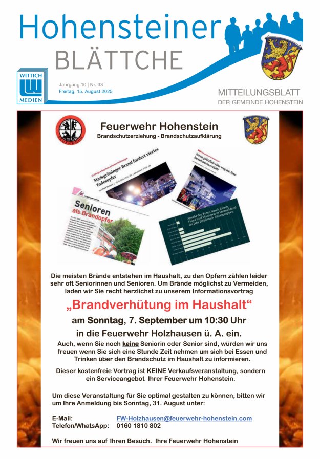 Hohensteiner Blättche Titelblatt 33/2025