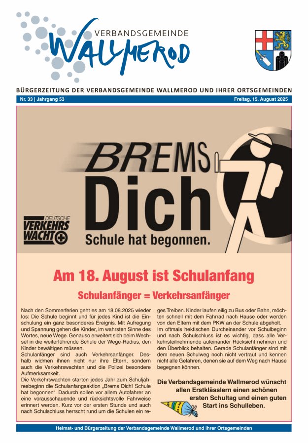 Wir über uns - Verbandsgemeinde Wallmerod Titelblatt 33/2025