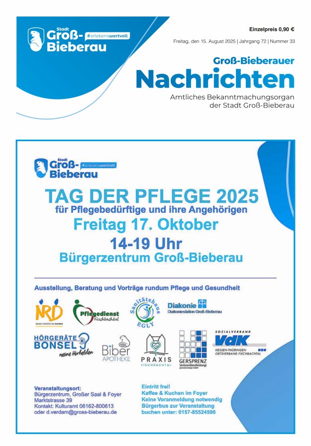 Groß-Bieberauer Nachrichten Titelblatt 33/2025