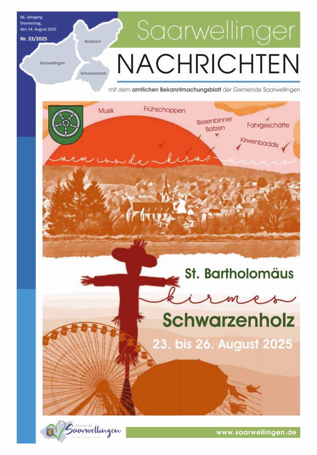 Saarwellinger Nachrichten Titelblatt 33/2025