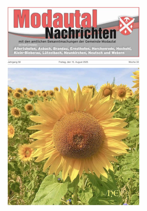 Modautal-Nachrichten Titelblatt 33/2025