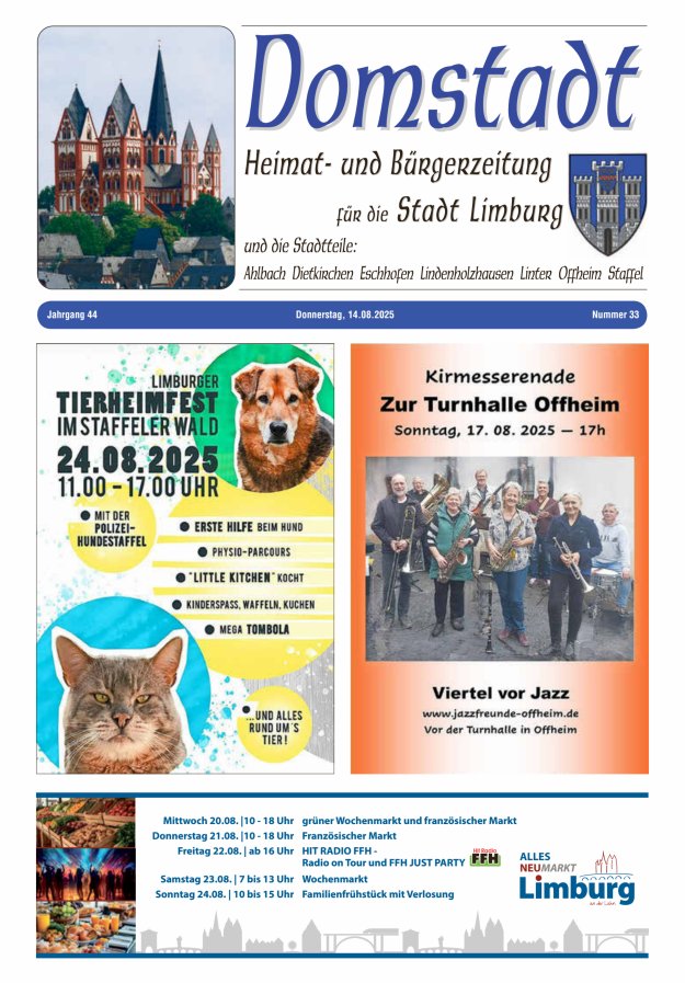 Domstadt - Heimat- und Bürgerzeitung für die Stadt Limburg Titelblatt 33/2025