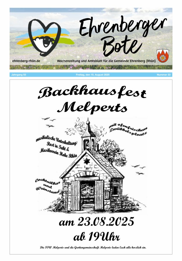 Ehrenberger Bote Titelblatt 33/2025