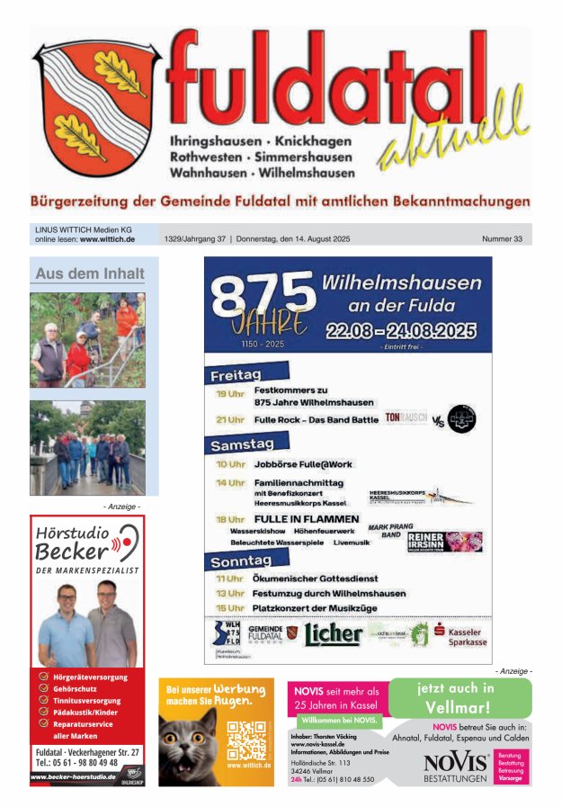 Fuldatal aktuell Titelblatt 33/2025