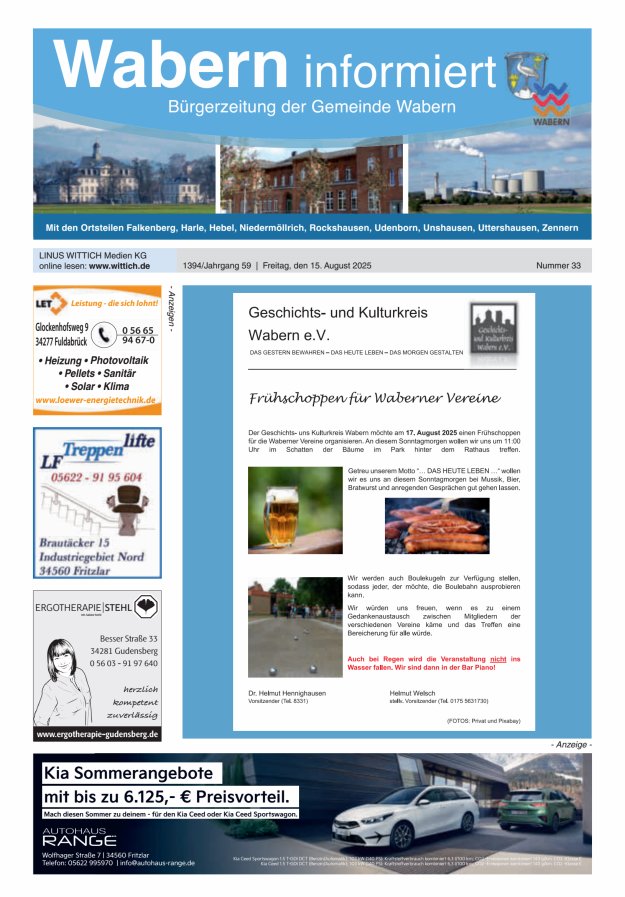 Wabern informiert Titelblatt 33/2025