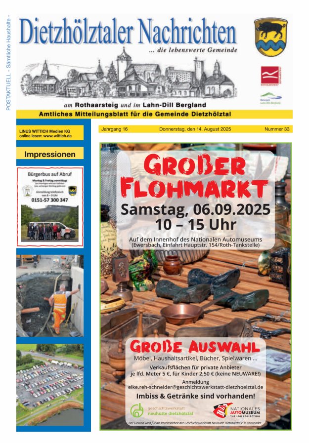 Dietzhölztaler Nachrichten Titelblatt 33/2025