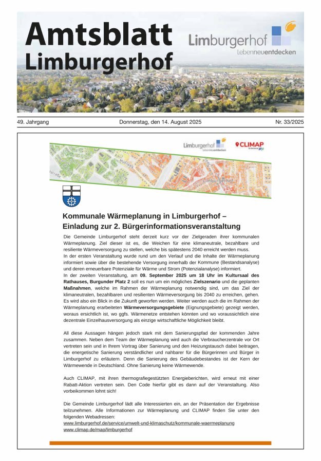 Amtsblatt Limburgerhof Titelblatt 33/2025