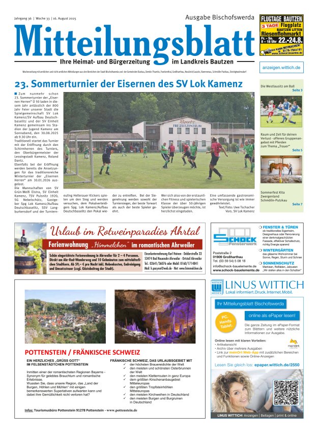 Mitteilungsblatt LK Bautzen Ausgabe Bischofswerda Titelblatt 32/2025