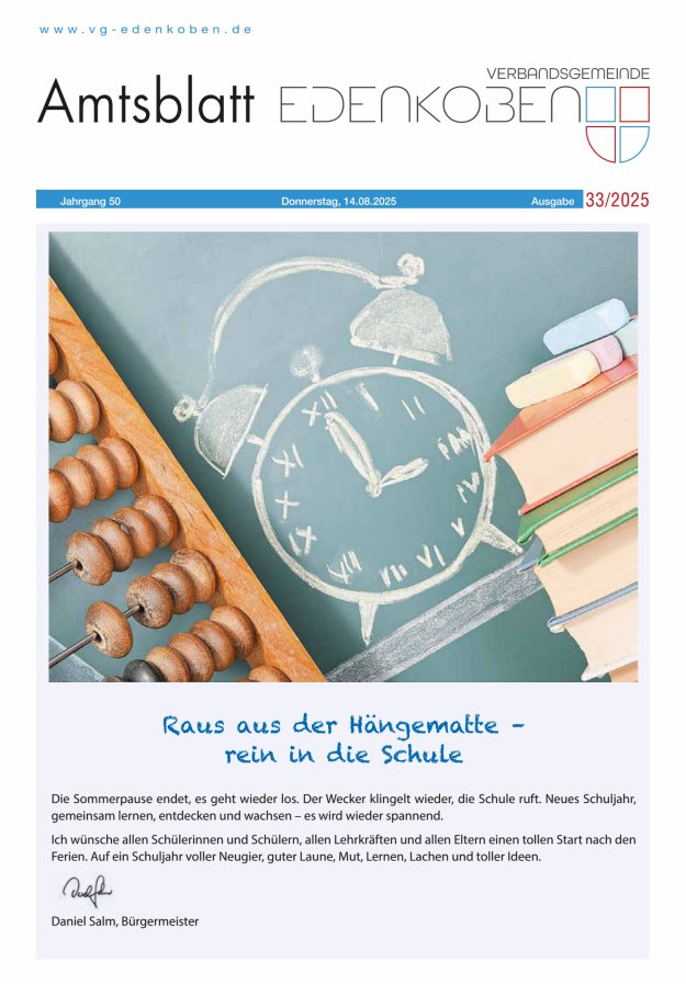 Amtsblatt VG Edenkoben Titelblatt 33/2025