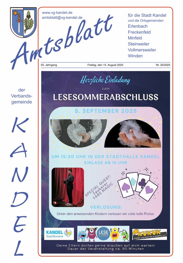 Amtsblatt VG Kandel Titelblatt 33/2025