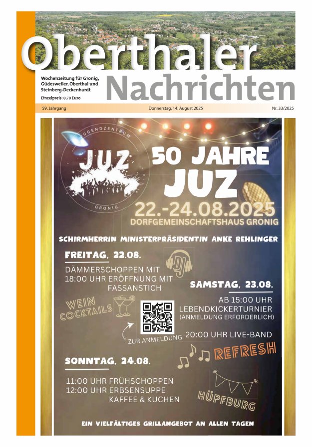 Oberthaler Nachrichten Titelblatt 33/2025