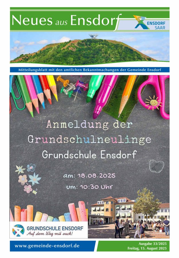 Neues aus Ensdorf Titelblatt 33/2025