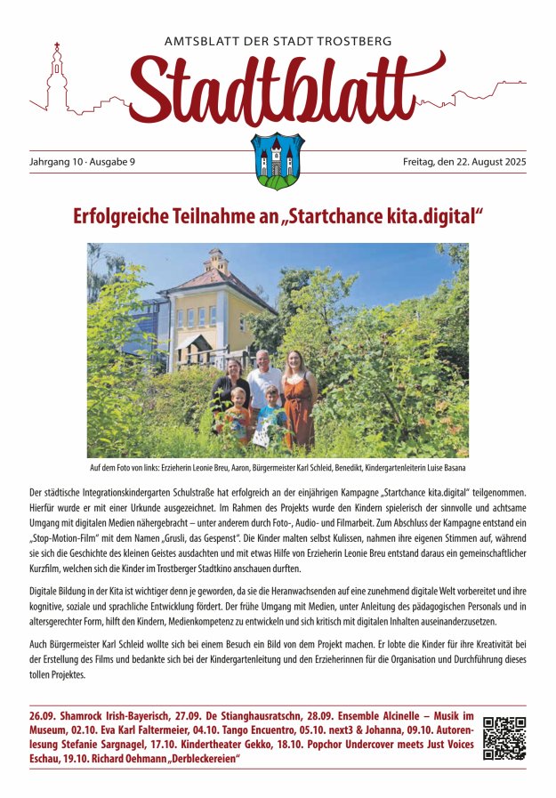 Stadtblatt Trostberg an der Alz Titelblatt 09/2025