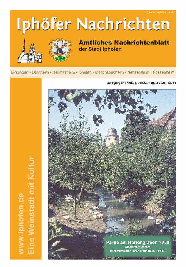 Iphöfer Nachrichten Titelblatt 34/2025