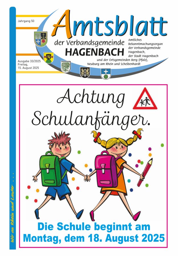 Amtsblatt der VG Hagenbach Titelblatt 33/2025