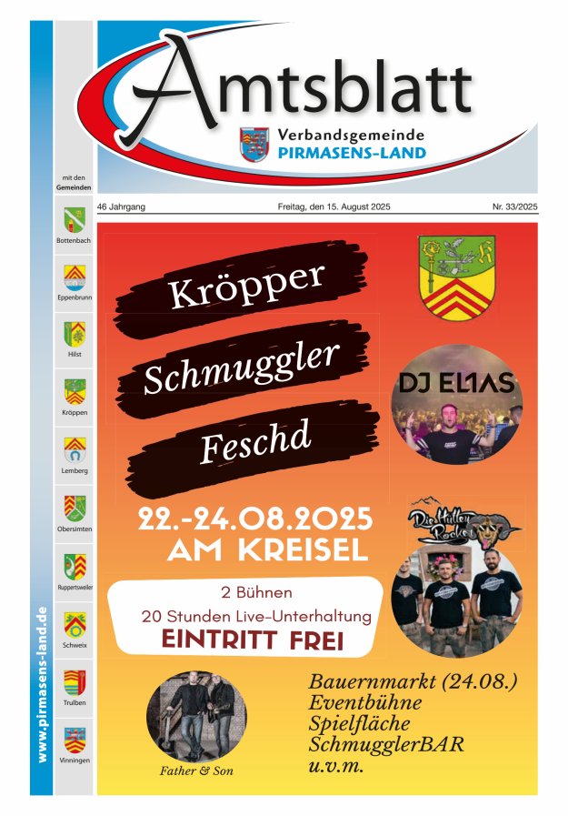 Amtsblatt VG Pirmasens-Land Titelblatt 33/2025