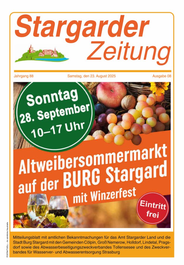 Stargarder Zeitung Titelblatt 08/2025