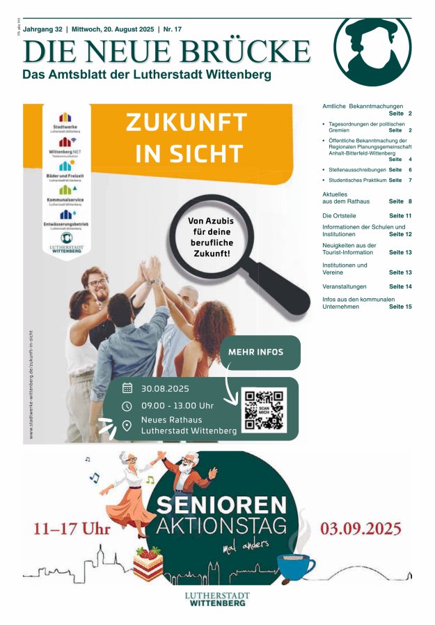Die neue Brücke – Das Amtsblatt der Lutherstadt Wittenberg Titelblatt 17/2025