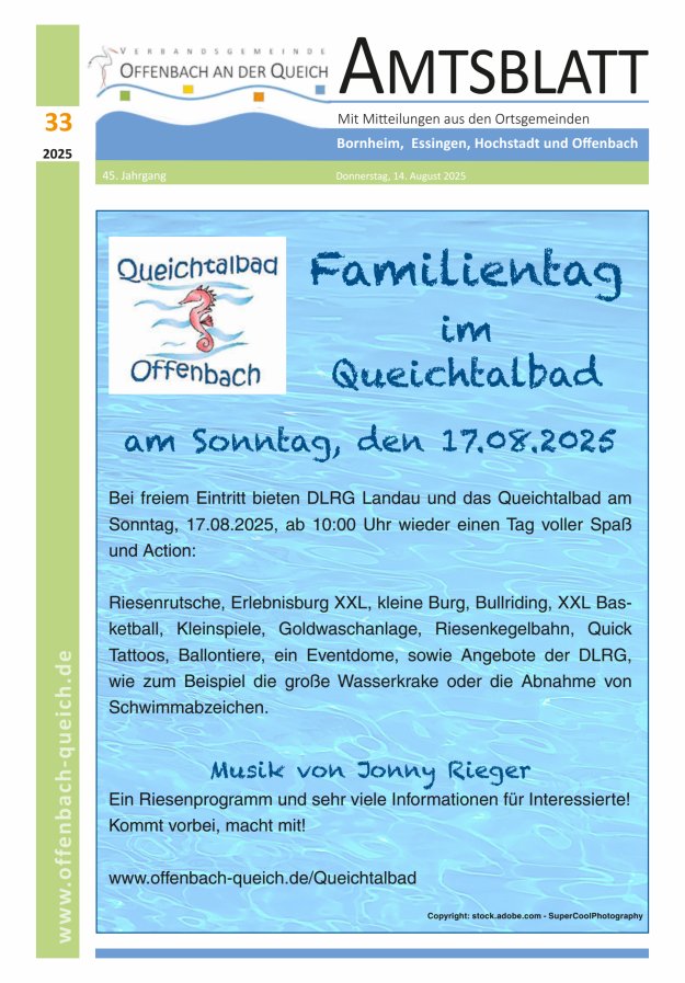 Amtsblatt VG Offenbach an der Queich Titelblatt 33/2025
