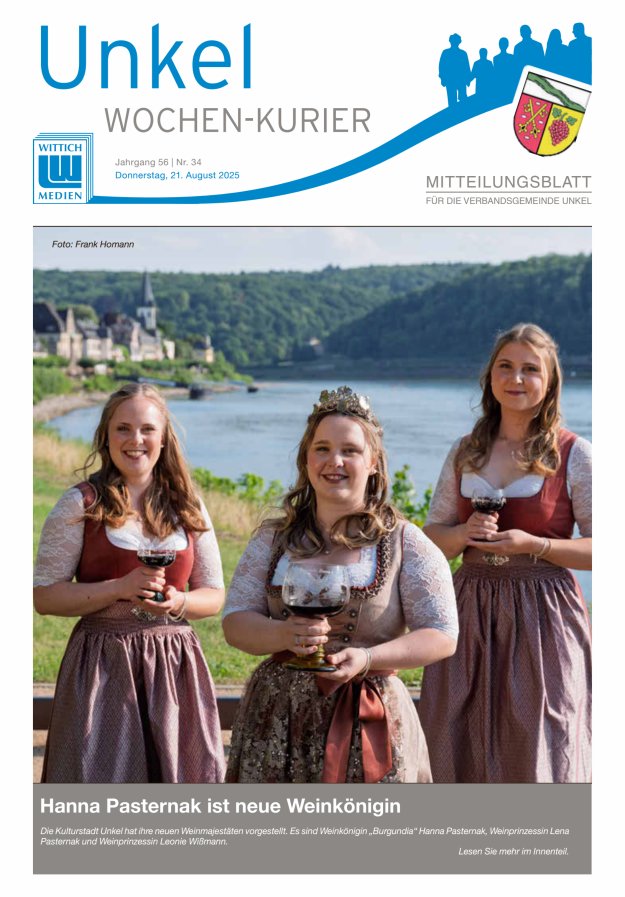 Wochen-Kurier Verbandsgemeinde Unkel Titelblatt 34/2025