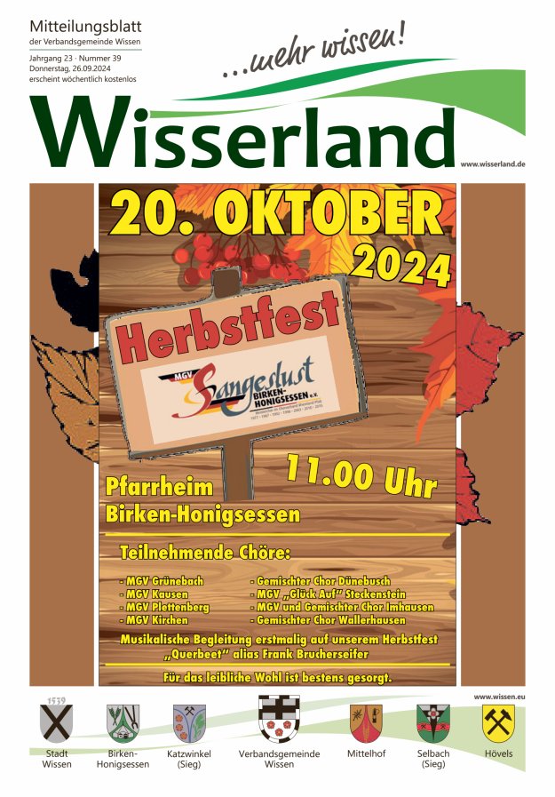Mitteilungsblatt Wissen - Wisserland...mehr wissen! Titelblatt 39/2024
