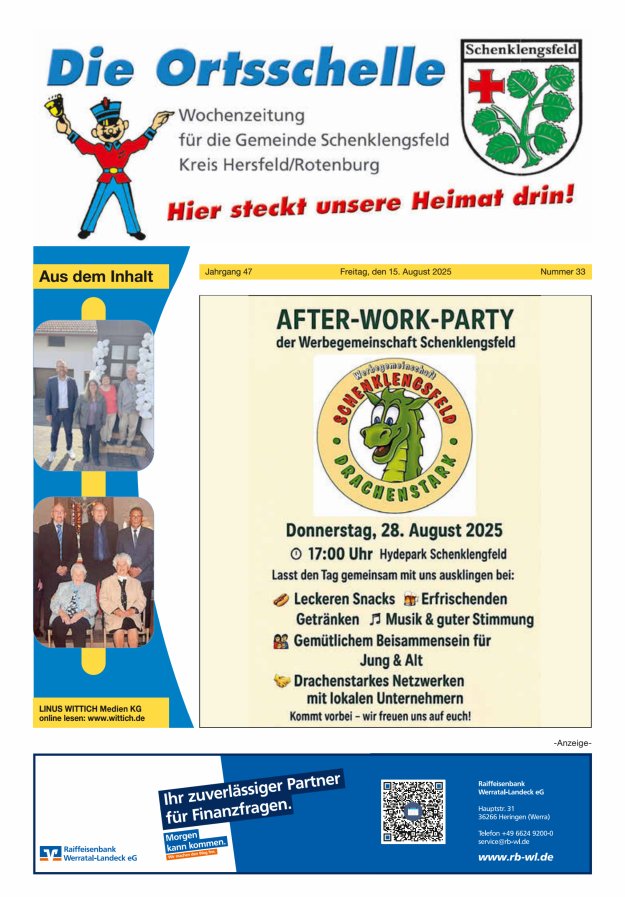Die Ortsschelle Titelblatt 33/2025
