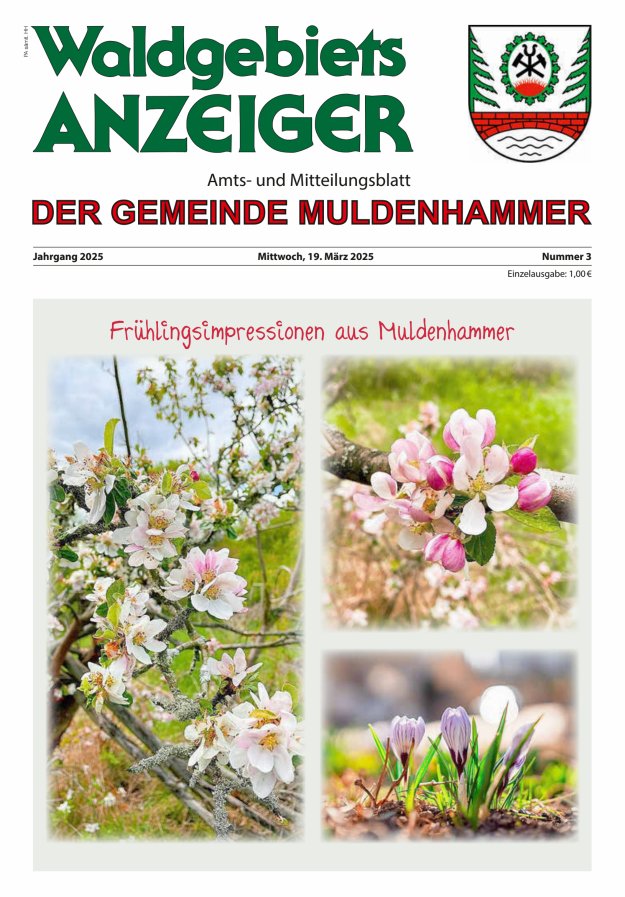 Waldgebietsanzeiger der Gemeinde Muldenhammer Titelblatt 03/2025