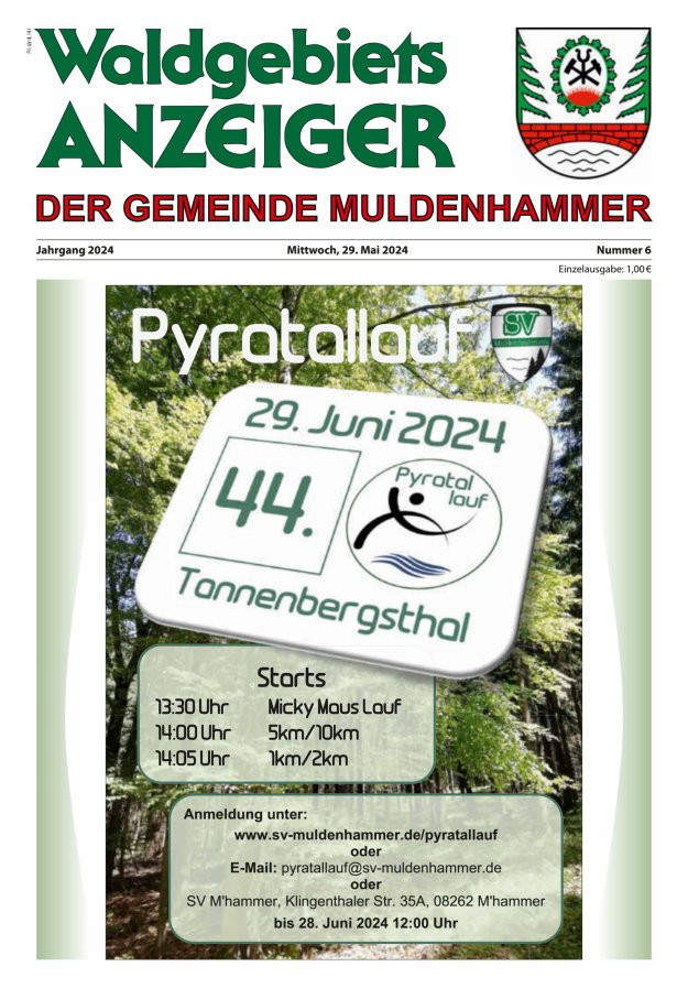 Waldgebietsanzeiger der Gemeinde Muldenhammer Titelblatt 06/2024