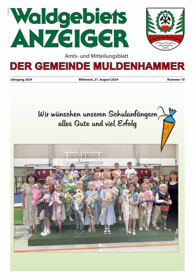 Waldgebietsanzeiger der Gemeinde Muldenhammer Titelblatt 10/2024