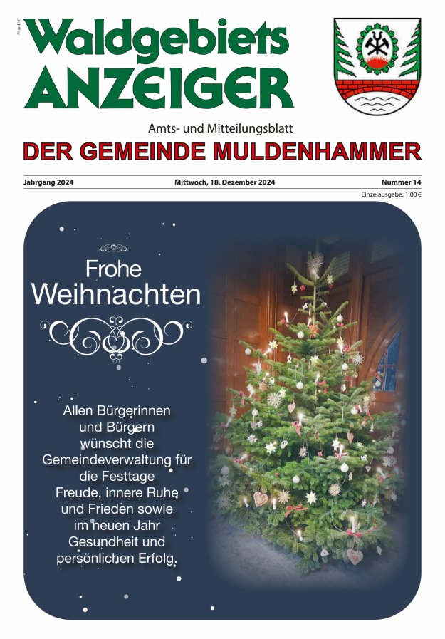 Waldgebietsanzeiger der Gemeinde Muldenhammer Titelblatt 14/2024