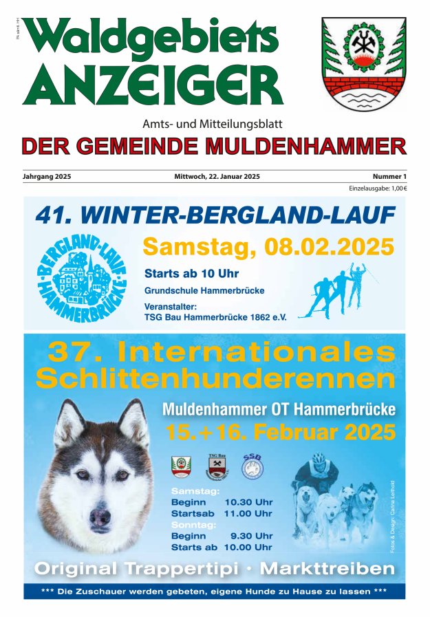 Waldgebietsanzeiger der Gemeinde Muldenhammer Titelblatt 01/2025