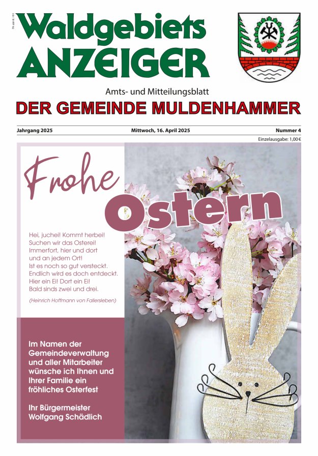 Waldgebietsanzeiger der Gemeinde Muldenhammer Titelblatt 04/2025