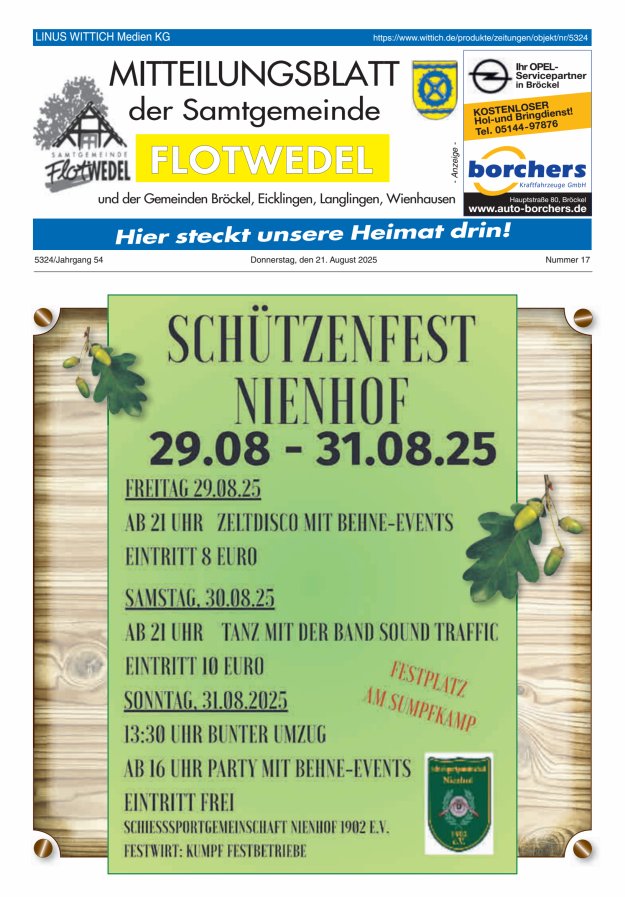 Mitteilungsblatt der Samtgemeinde Flotwedel Titelblatt 17/2025
